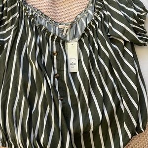 striped cropped blouse